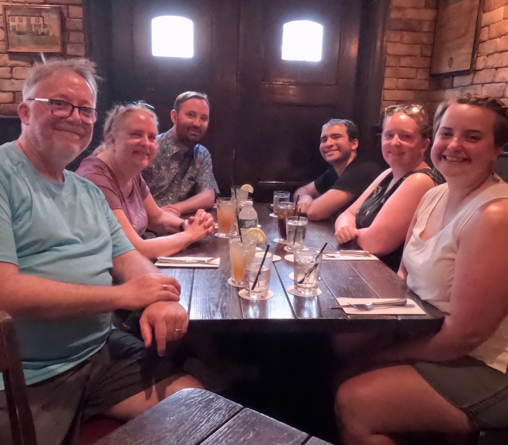 Photo of Vinny, Michele and the family at dinner in the Hog Penny Pub (Hamilton, Bermuda)